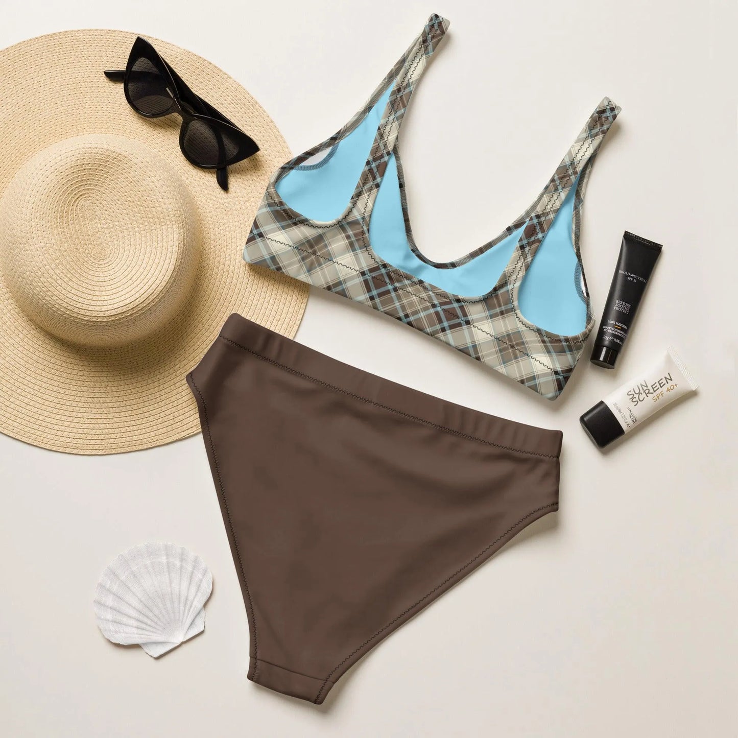 Scottish Plaid Recycled high-waisted bikini - The Global Wanderer