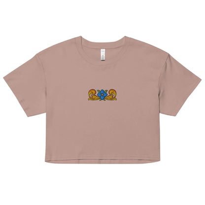 Sicilian Tile Embroidered Cropped T-Shirt - The Global Wanderer