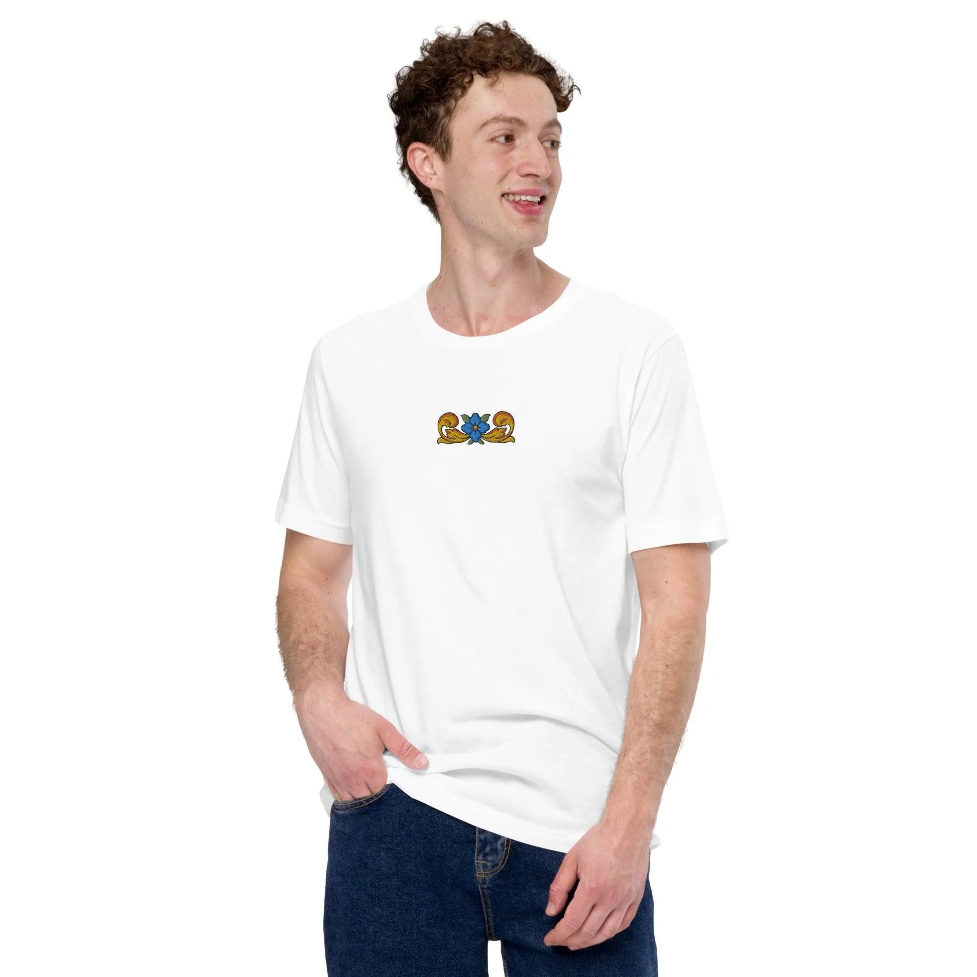 Sicilian Tile Embroidered T-shirt - The Global Wanderer