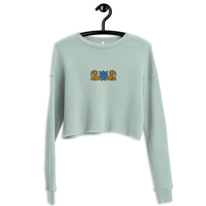 Sicilian Tile Motif Cropped Sweatshirt - The Global Wanderer