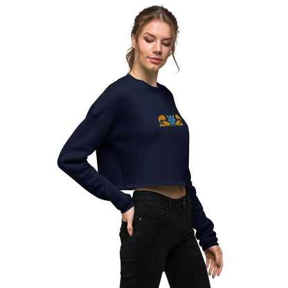 Sicilian Tile Motif Cropped Sweatshirt - The Global Wanderer