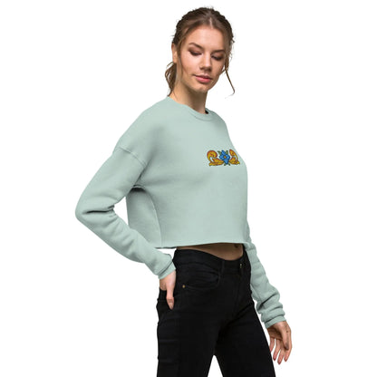 Sicilian Tile Motif Cropped Sweatshirt - The Global Wanderer