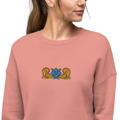 Sicilian Tile Motif Cropped Sweatshirt - The Global Wanderer