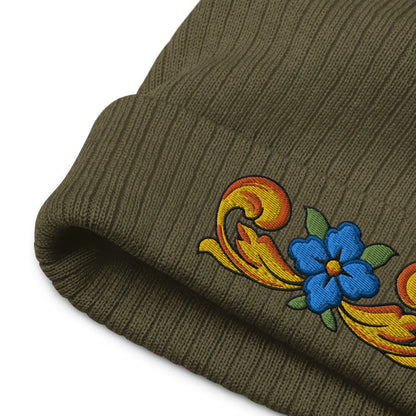 Sicilian Tile Motif Embroidered Beanie - The Global Wanderer