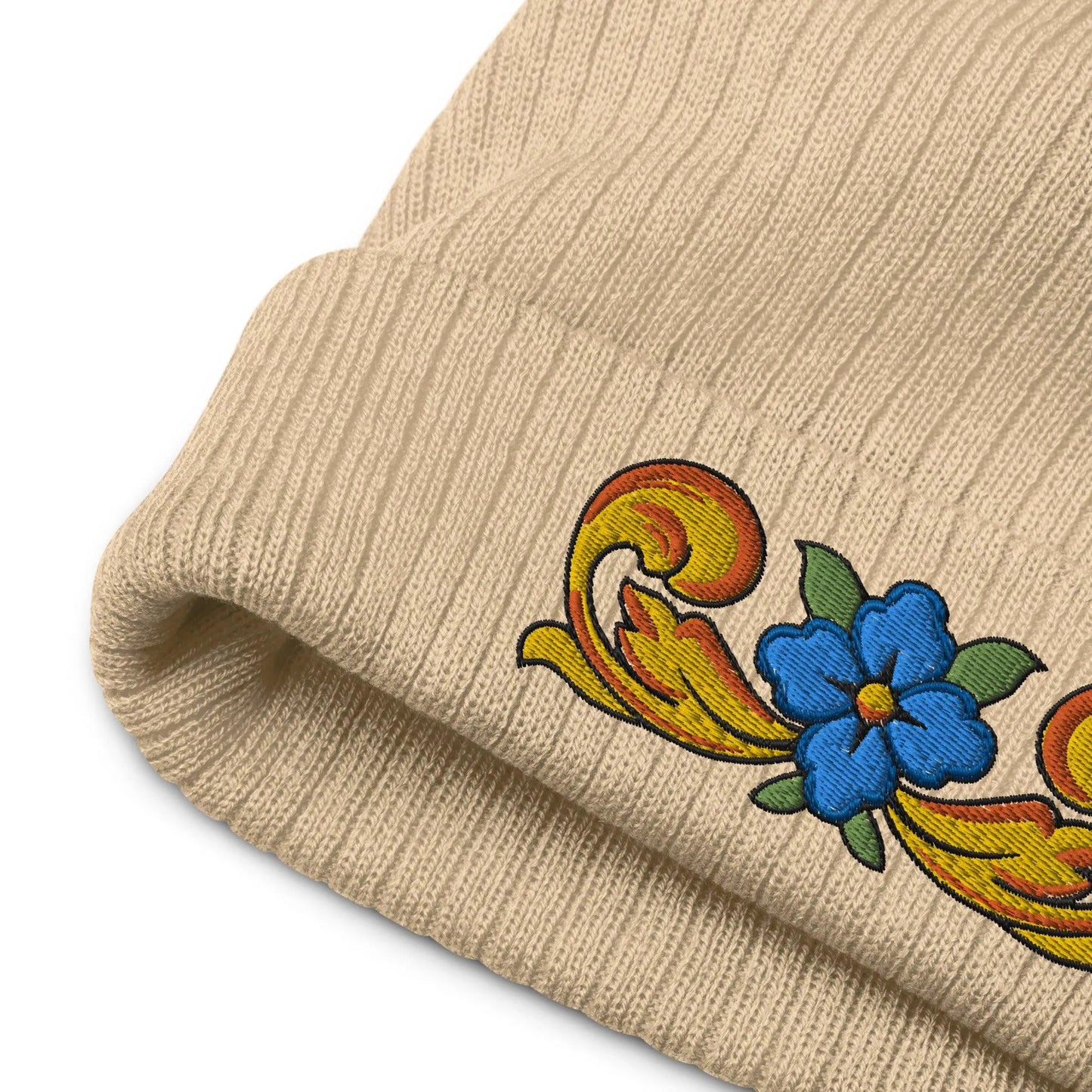 Sicilian Tile Motif Embroidered Beanie - The Global Wanderer