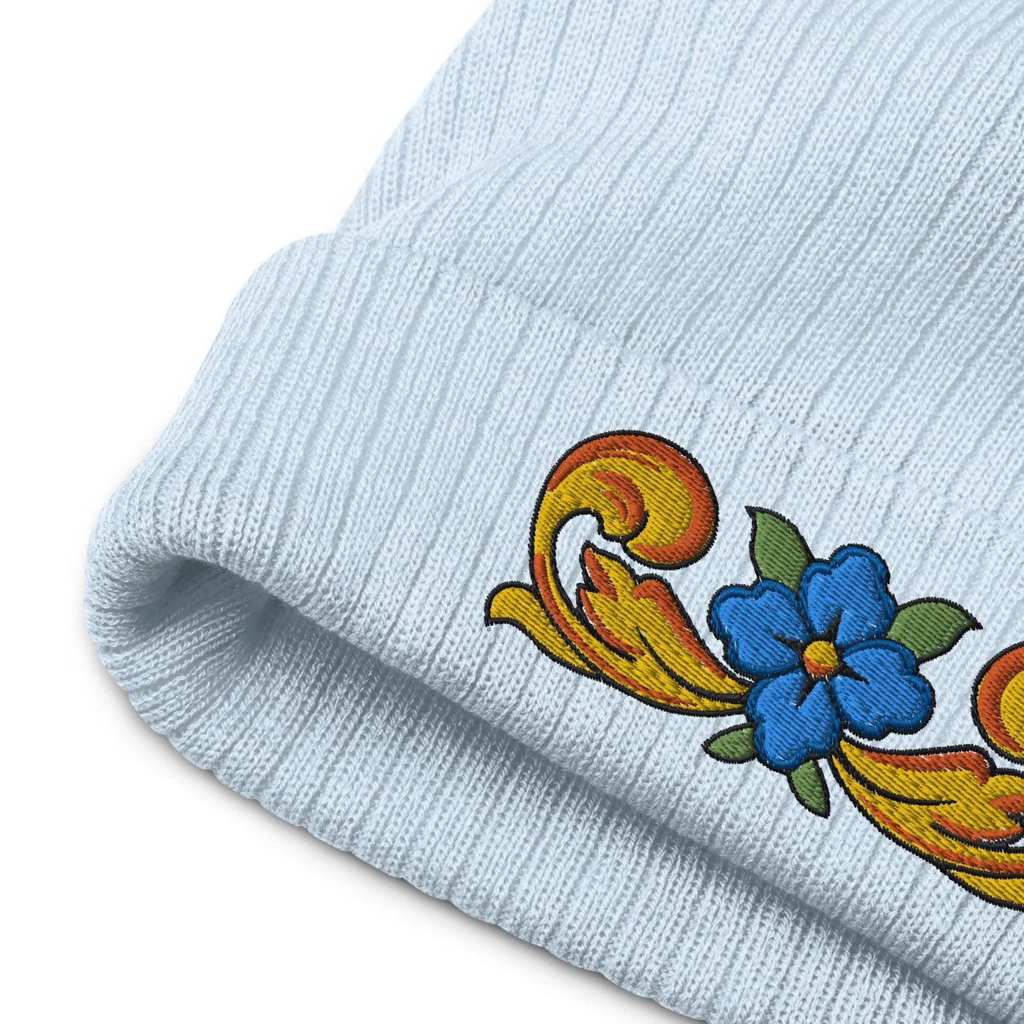 Sicilian Tile Motif Embroidered Beanie - The Global Wanderer