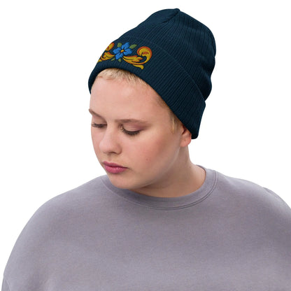 Sicilian Tile Motif Embroidered Beanie - The Global Wanderer