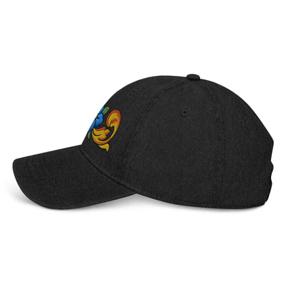 Sicilian Tile Motif Embroidered Denim Dad Hat - The Global Wanderer