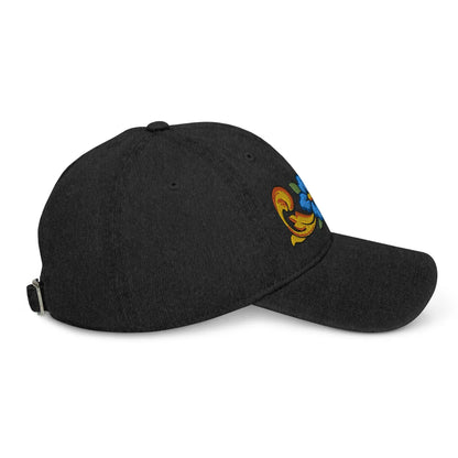 Sicilian Tile Motif Embroidered Denim Dad Hat - The Global Wanderer