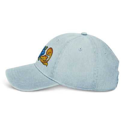 Sicilian Tile Motif Embroidered Denim Dad Hat - The Global Wanderer