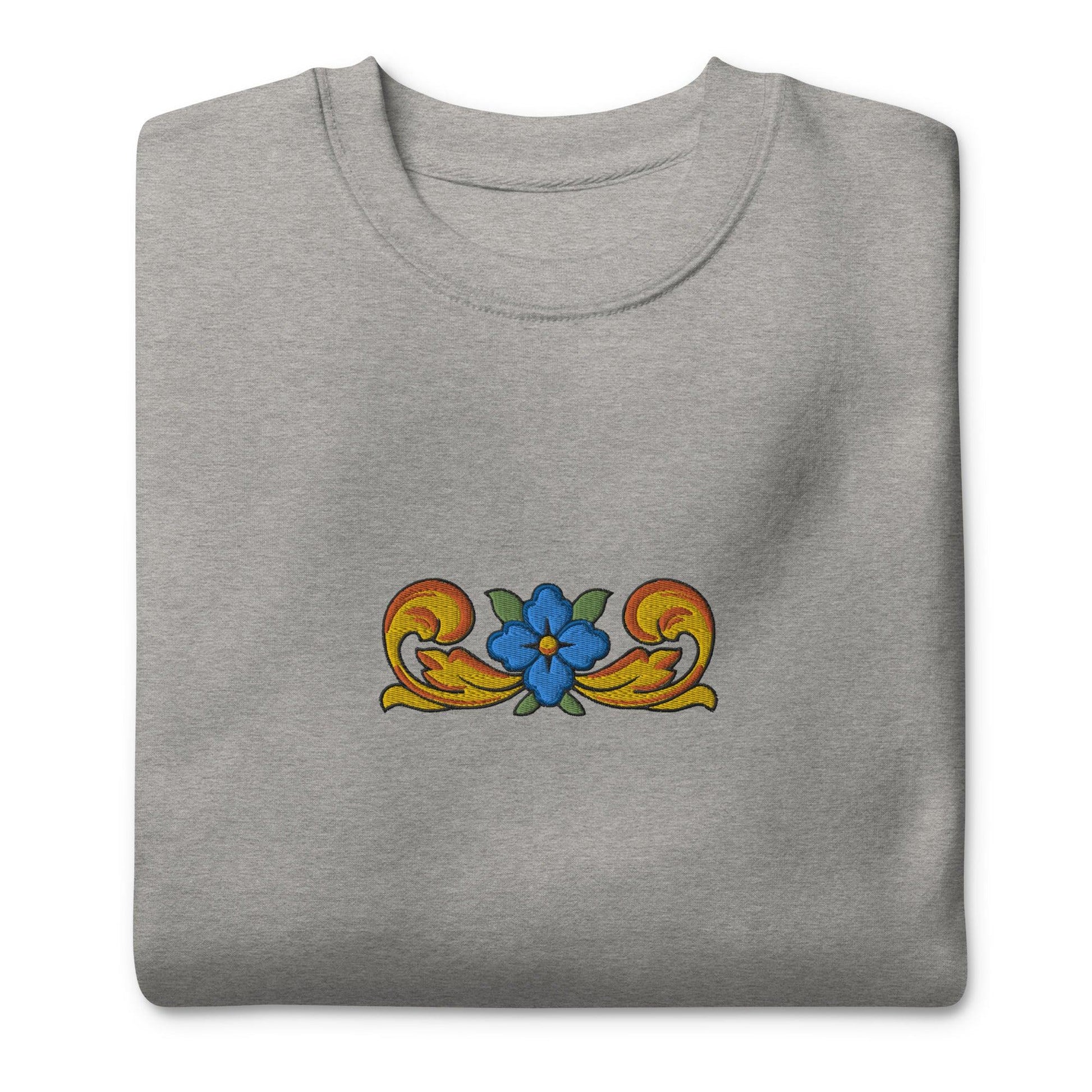 Sicilian Tile Motif Embroidered Sweatshirt - The Global Wanderer