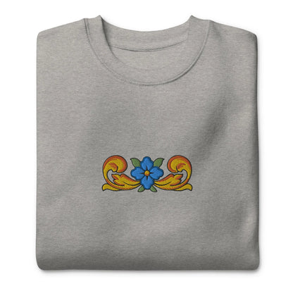 Sicilian Tile Motif Embroidered Sweatshirt - The Global Wanderer