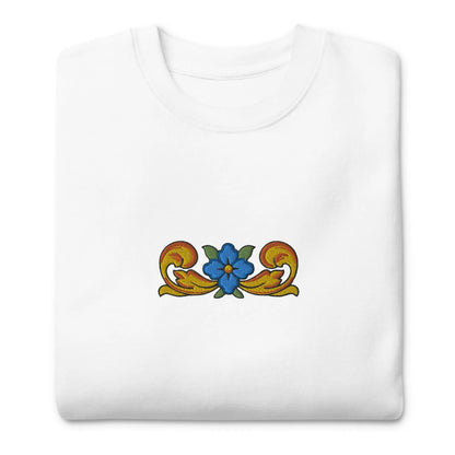 Sicilian Tile Motif Embroidered Sweatshirt - The Global Wanderer