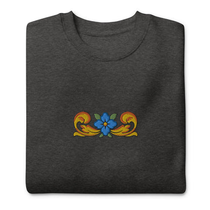 Sicilian Tile Motif Embroidered Sweatshirt - The Global Wanderer