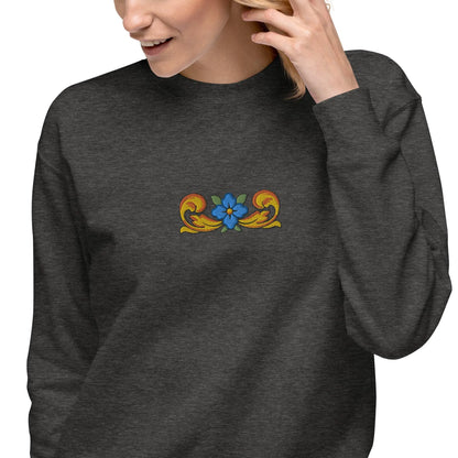 Sicilian Tile Motif Embroidered Sweatshirt - The Global Wanderer