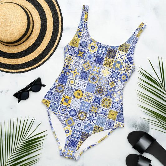 Sicilian Tile One-Piece Swimsuit - The Global Wanderer