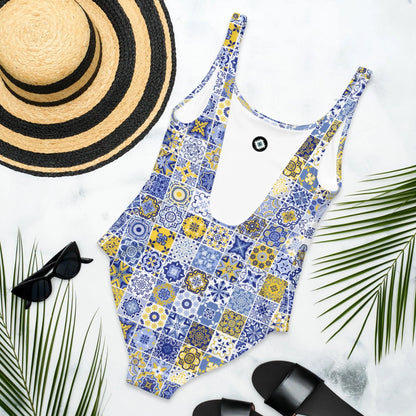 Sicilian Tile One-Piece Swimsuit - The Global Wanderer