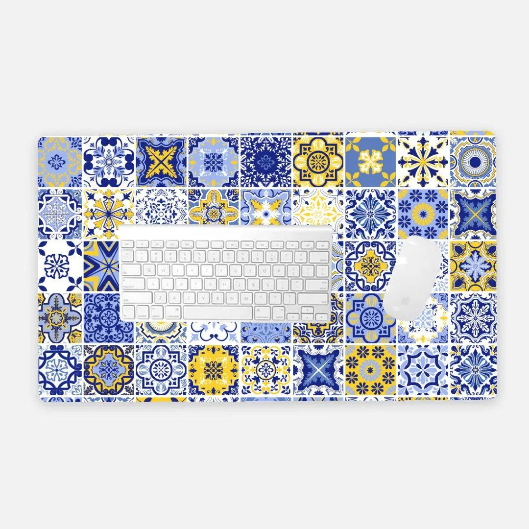 Sicilian Tile Print Desk Mat - The Global Wanderer