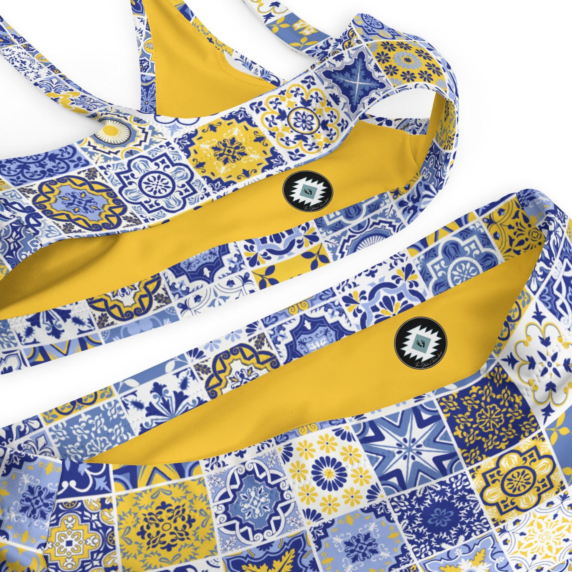 Sicilian Tile Recycled High-Waisted Bikini - The Global Wanderer