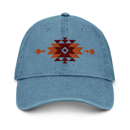 Southwestern Embroidered Denim Dad Hat - The Global Wanderer