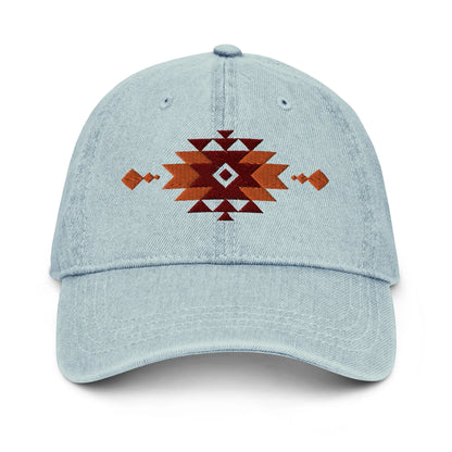 Southwestern Embroidered Denim Dad Hat - The Global Wanderer