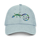Spanish Mosaic Lizard Embroidered Denim Dad Hat - The Global Wanderer
