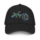 Spanish Mosaic Lizard Embroidered Denim Dad Hat - The Global Wanderer