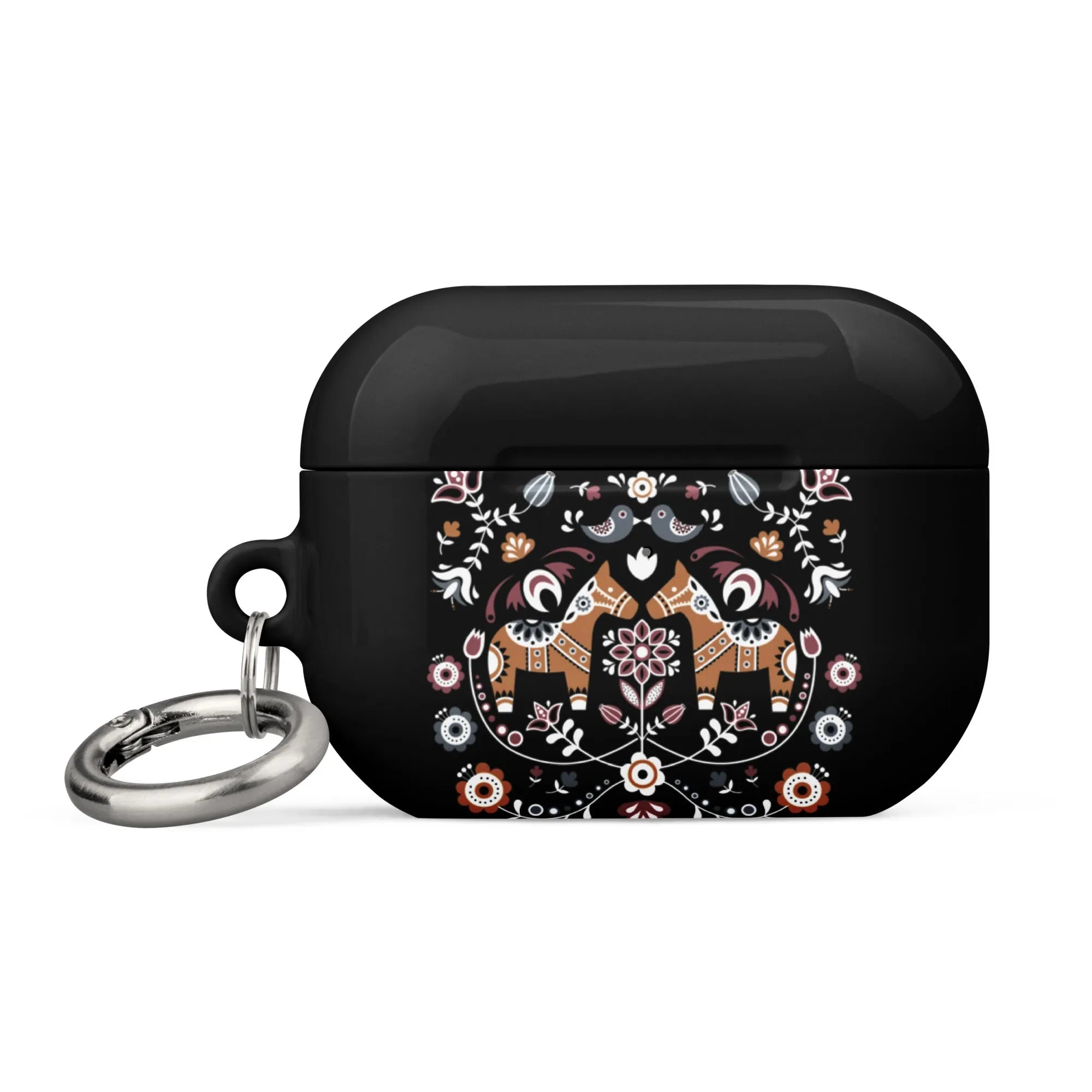 Swedish Dala Horse AirPod Pro 2 Case - Black - The Global Wanderer