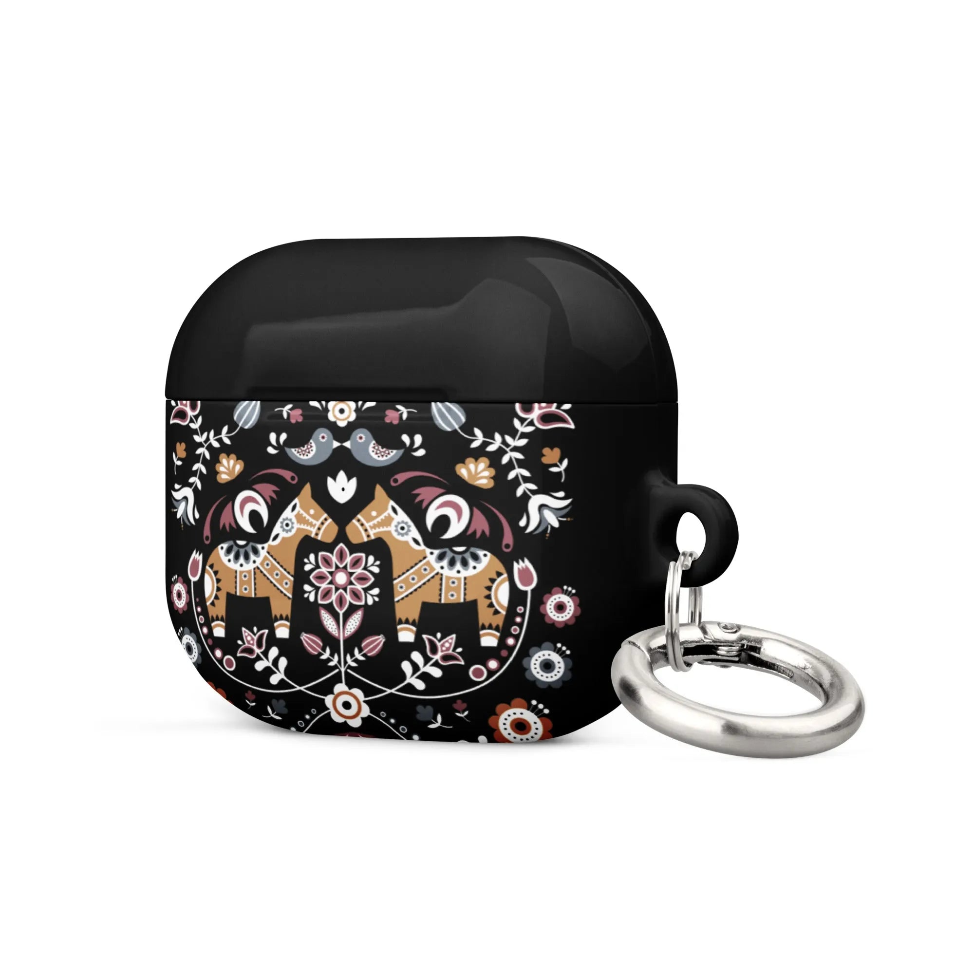 Swedish Dala Horse AirPod 3 Case - Black - The Global Wanderer
