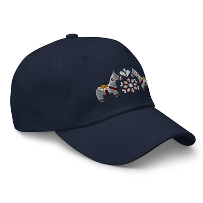 Swedish Dala Horse Embroidered Dad Hat - Gray - The Global Wanderer