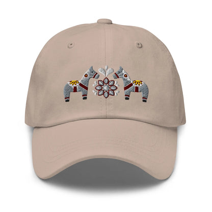 Swedish Dala Horse Embroidered Dad Hat - Gray - The Global Wanderer