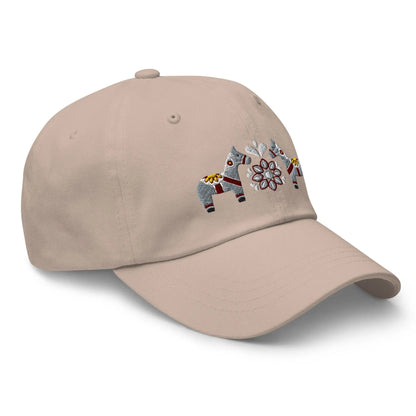 Swedish Dala Horse Embroidered Dad Hat - Gray - The Global Wanderer