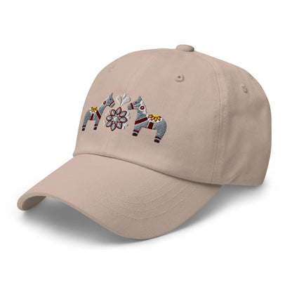 Swedish Dala Horse Embroidered Dad Hat - Gray - The Global Wanderer