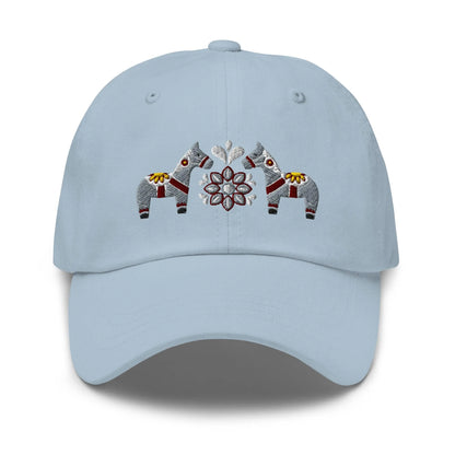 Swedish Dala Horse Embroidered Dad Hat - Gray - The Global Wanderer