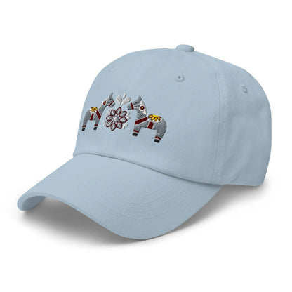 Swedish Dala Horse Embroidered Dad Hat - Gray - The Global Wanderer