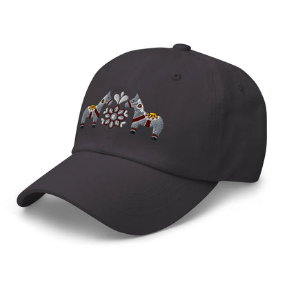 Swedish Dala Horse Embroidered Dad Hat - Gray - The Global Wanderer