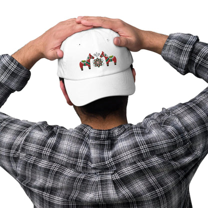 Swedish Dala Horse Embroidered Dad Hat - Red - The Global Wanderer