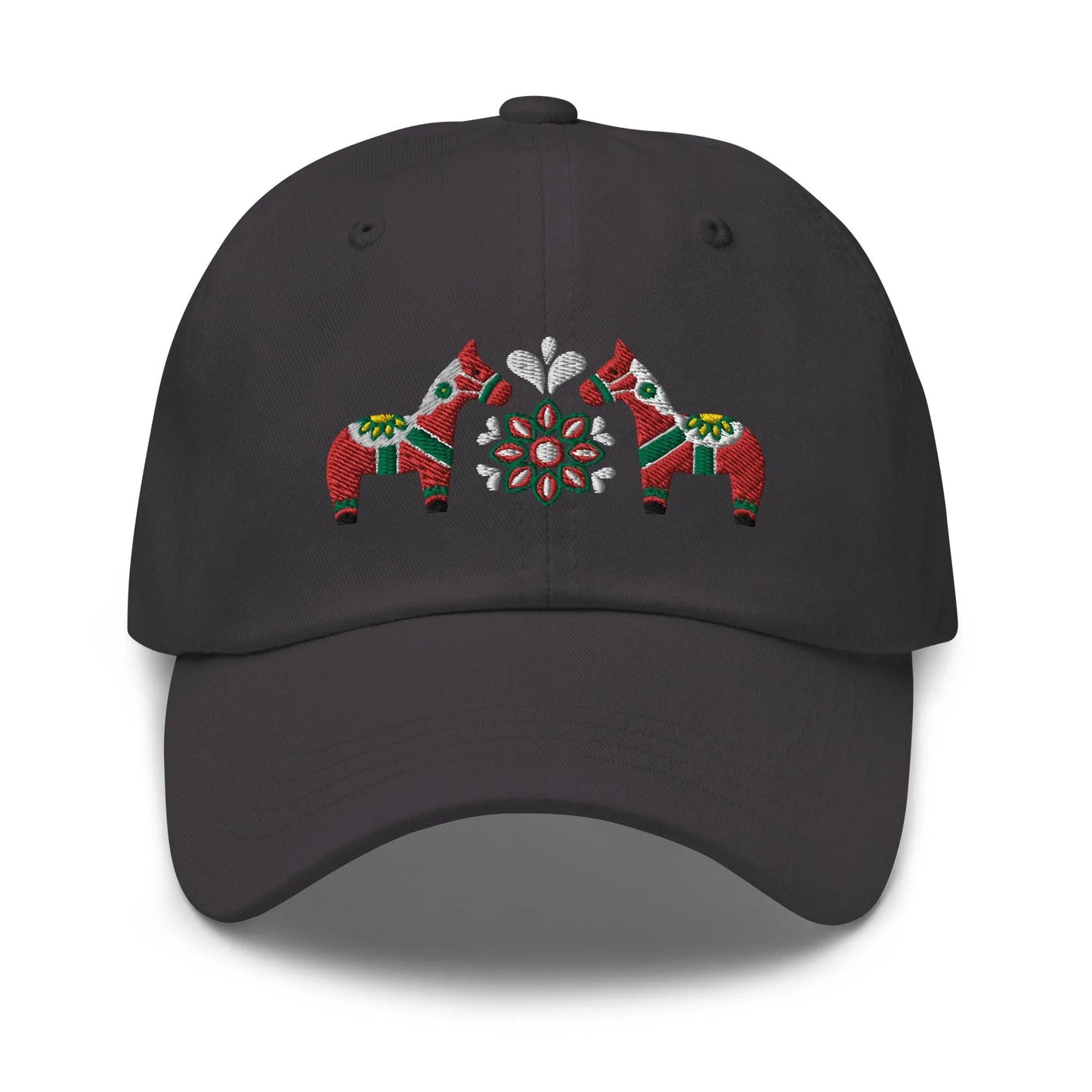 Swedish Dala Horse Embroidered Dad Hat - Red - The Global Wanderer