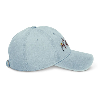 Swedish Dala Horse Embroidered Denim Dad Hat - Gray - The Global Wanderer