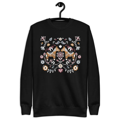 Swedish Dala Horse Fleece Sweatshirt - Dark - The Global Wanderer