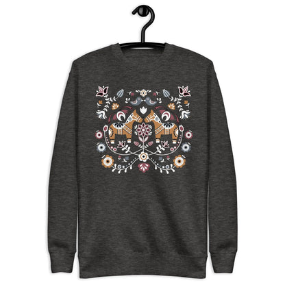 Swedish Dala Horse Fleece Sweatshirt - Dark - The Global Wanderer