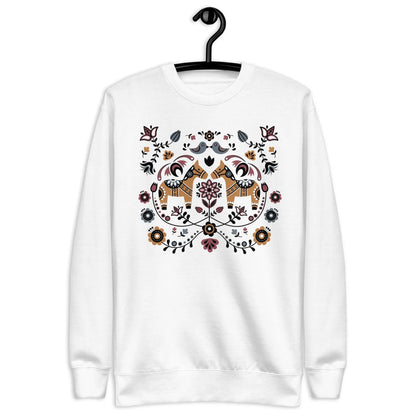 Swedish Dala Horse Fleece Sweatshirt - Light - The Global Wanderer