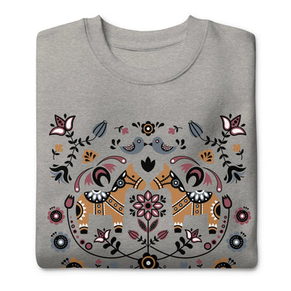 Swedish Dala Horse Fleece Sweatshirt - Light - The Global Wanderer