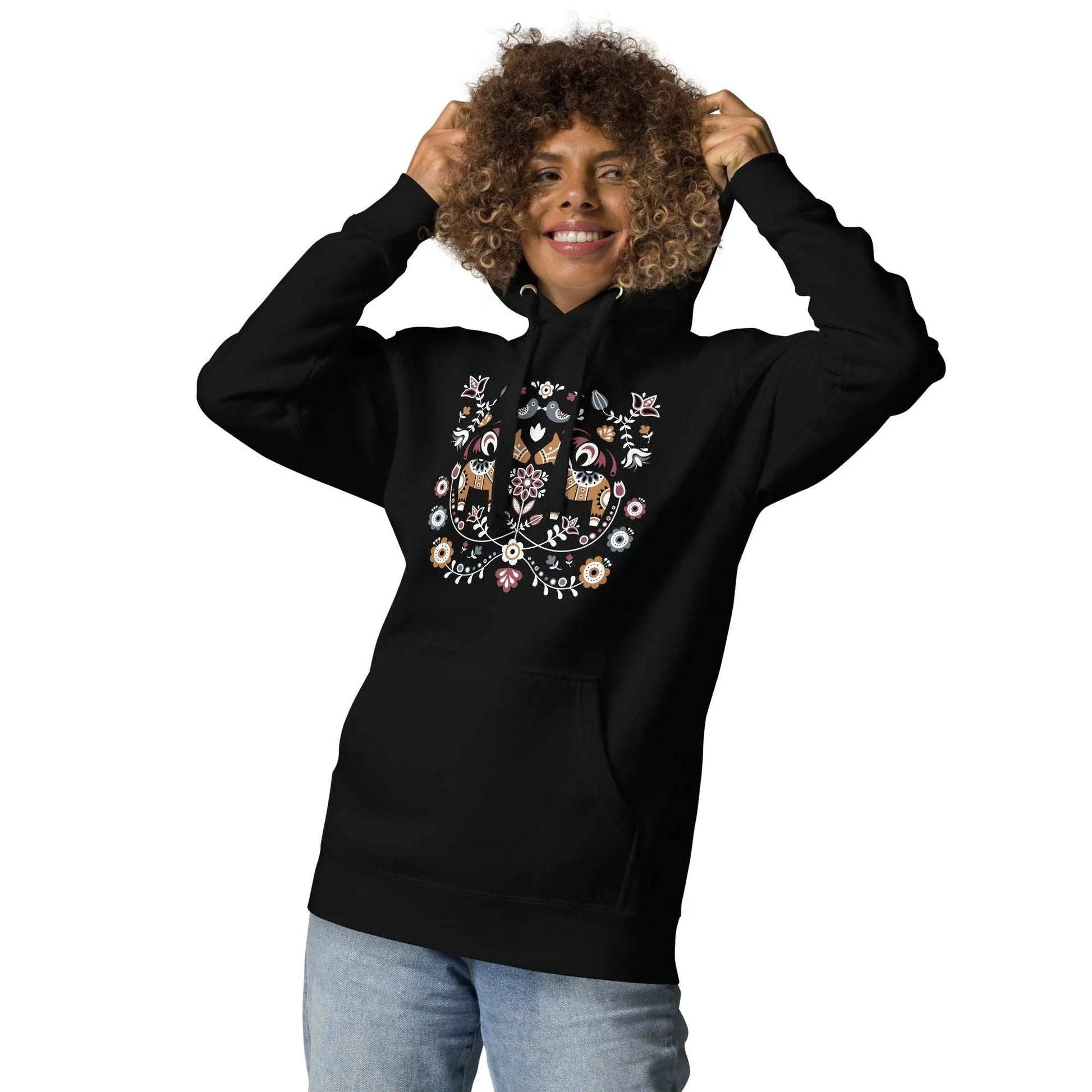 Swedish Dala Horse Hoodie - The Global Wanderer