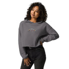 Swedish Gray Dala Horse Embroidered Cropped Hoodie - The Global Wanderer
