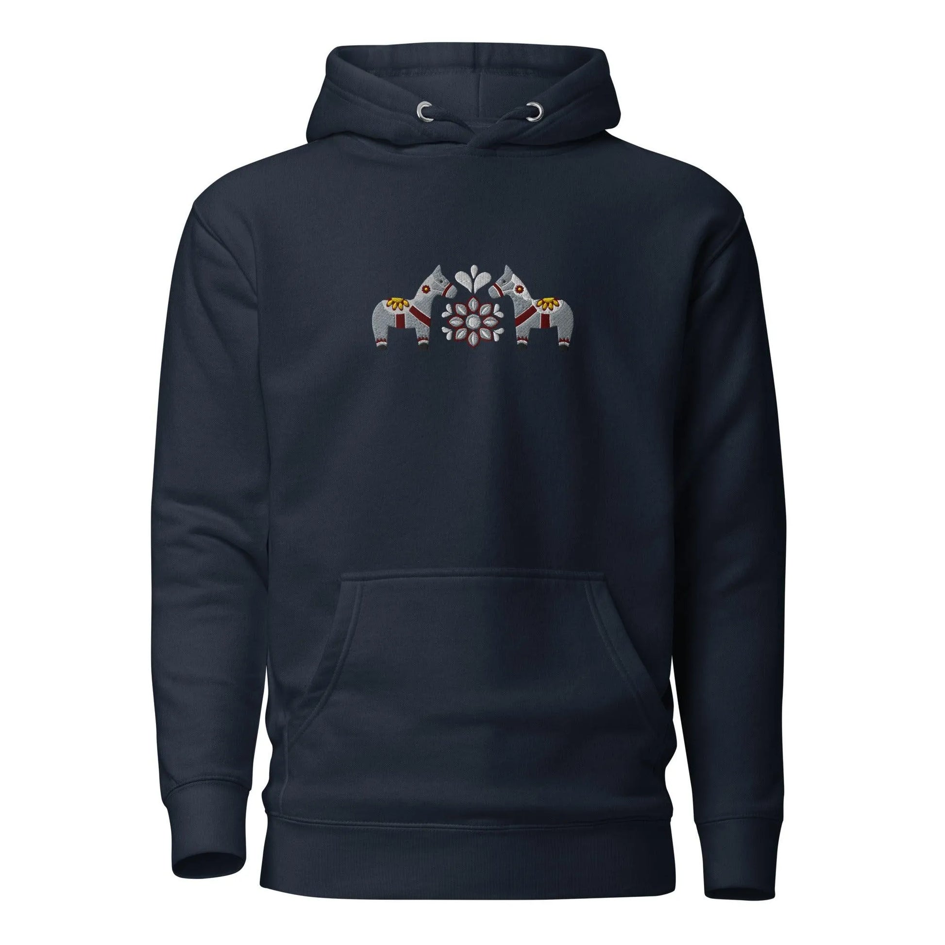 Swedish Gray Dala Horse Embroidered Hoodie - The Global Wanderer