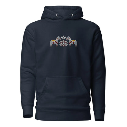 Swedish Gray Dala Horse Embroidered Hoodie - The Global Wanderer