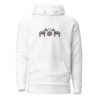 Swedish Gray Dala Horse Embroidered Hoodie - The Global Wanderer