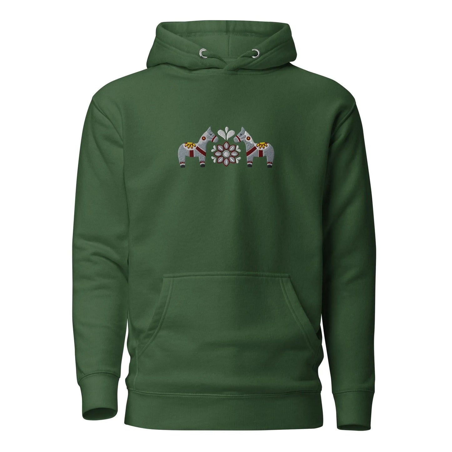 Swedish Gray Dala Horse Embroidered Hoodie - The Global Wanderer