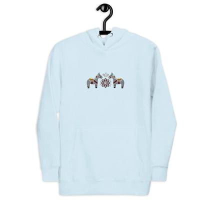 Swedish Gray Dala Horse Embroidered Hoodie - The Global Wanderer